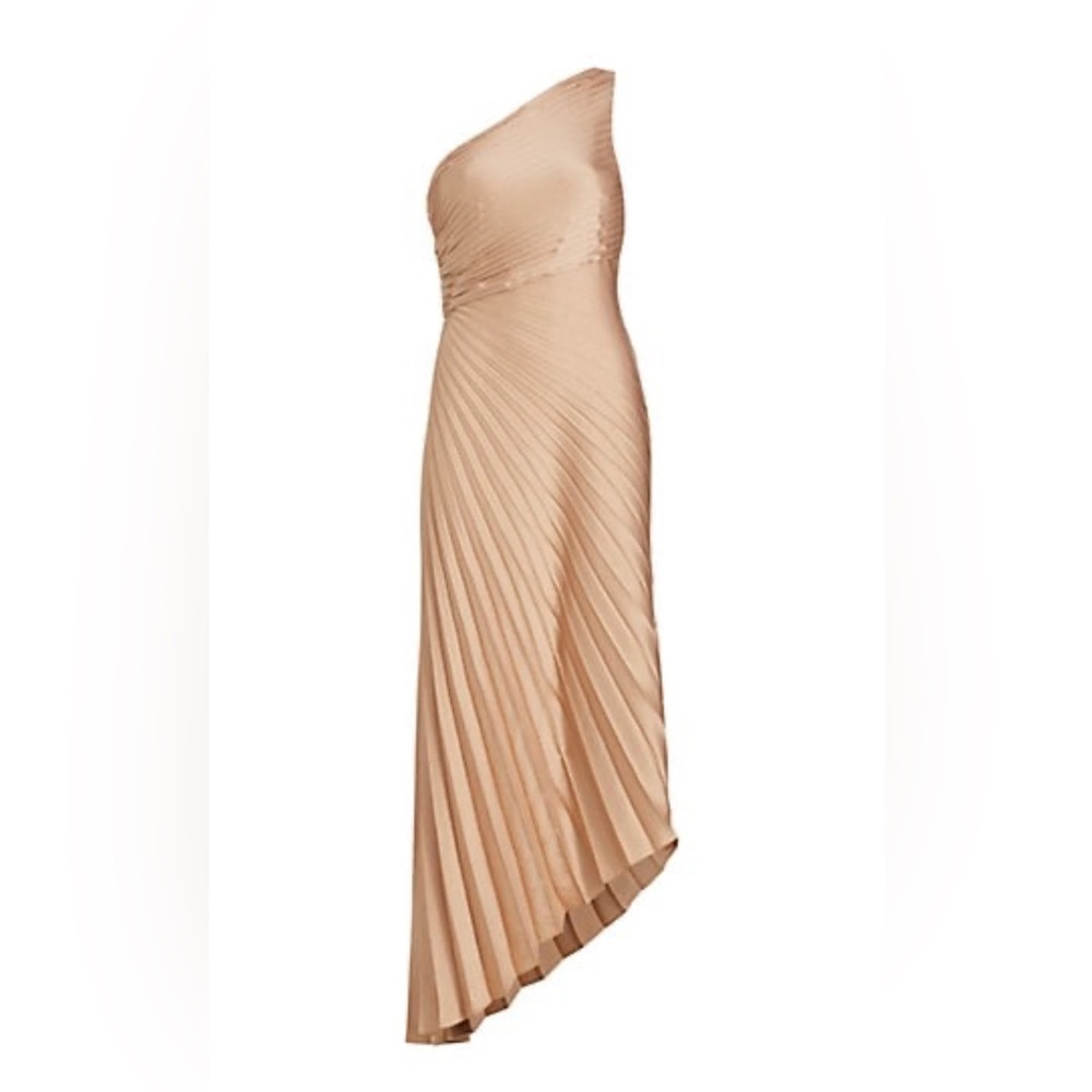 A.L.C asymmetrical gold pleated dress